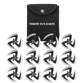 THROWFUN 3/6/12 Pack 9Cr17 stainless steel- 3.74''(length) 0.1''(thick) , throwing knives set  Full-Tang Throwing Set, with Nylon Sheath for Competition and Recreation Black Green Silvery Darts-FB-YF109b